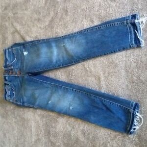 Madewell 10" high rise button fly skinny distressed raw hem